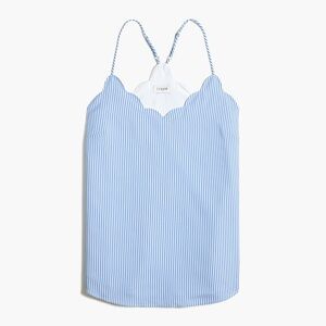 💙 J. Crew Blue Pin Striped Scalloped Women's Camisole Lined Top Size 10 EUC 💙